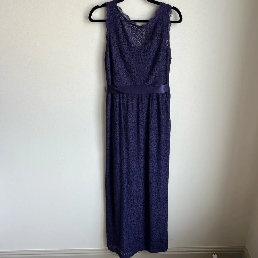 Adrianna Papell Purple Sleeveless Lace Illusion Column Gown, Size 12 - Picture 1 of 8